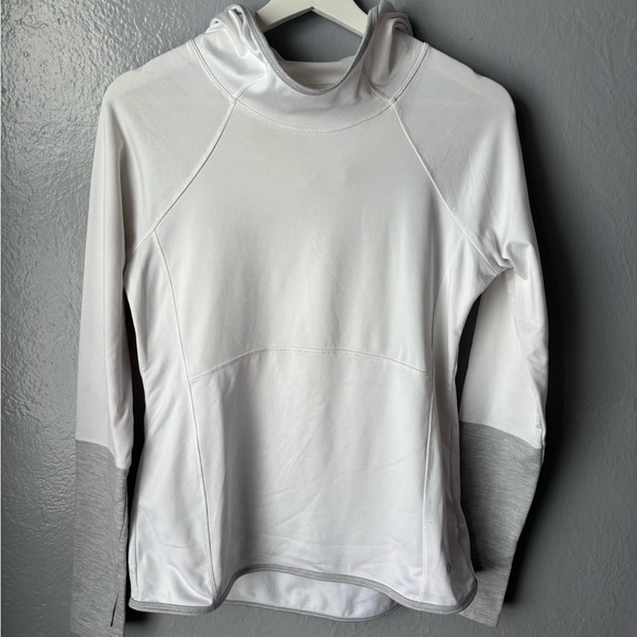 Layer 8  Small. Hoodie white with‎ grey trim Insulated performance long sleeve. - Picture 1 of 7
